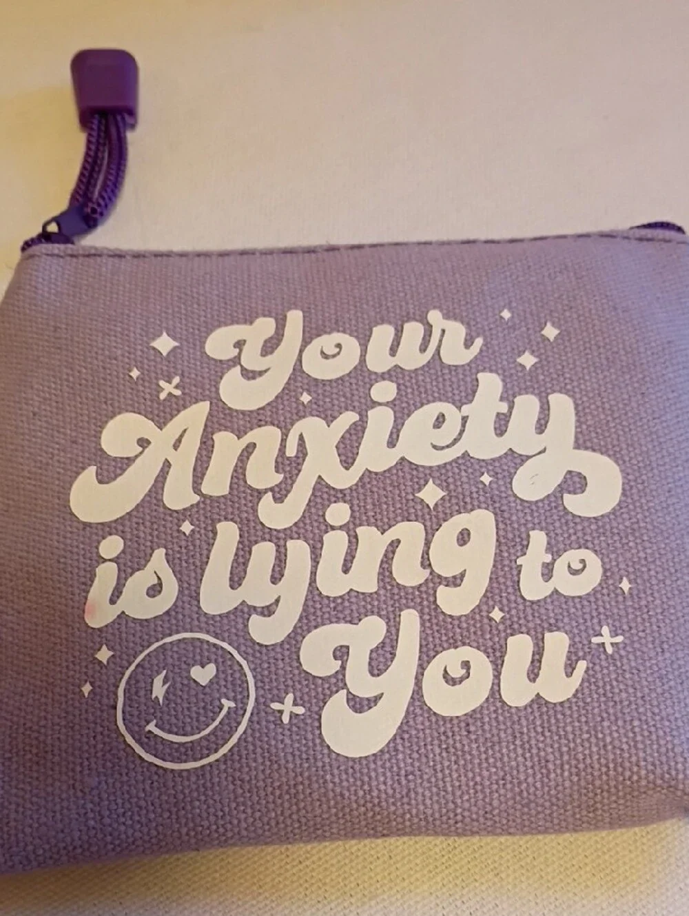 Set of 2 Inspirational Canvas Pouches - Teal & Lavender